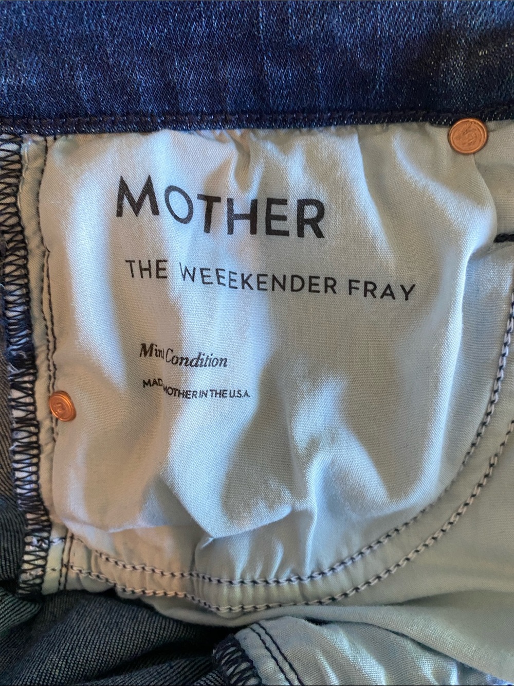 NWOT MOTHER Dark Blue Raw Hem Wide-Leg Jeans - Picture 6 of 6